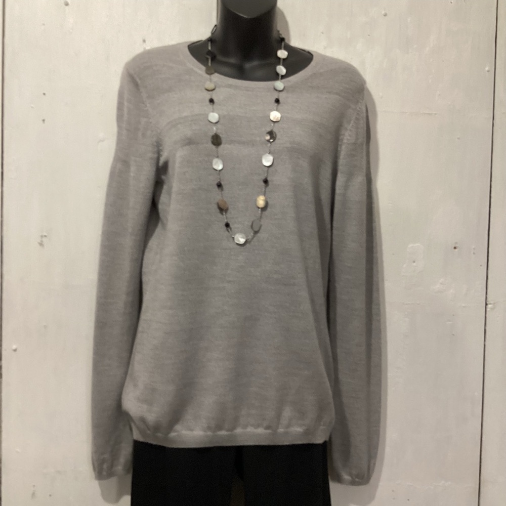 Sinclair Gray Merino Wool Lightweight Sweater, Size M